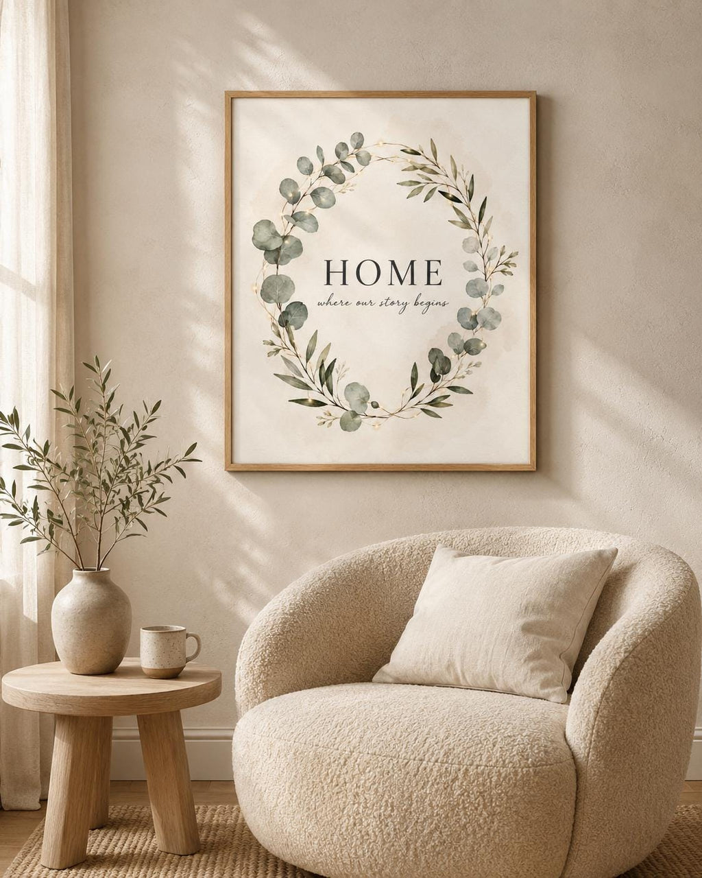 Home botanical quote print lifestyle mockup