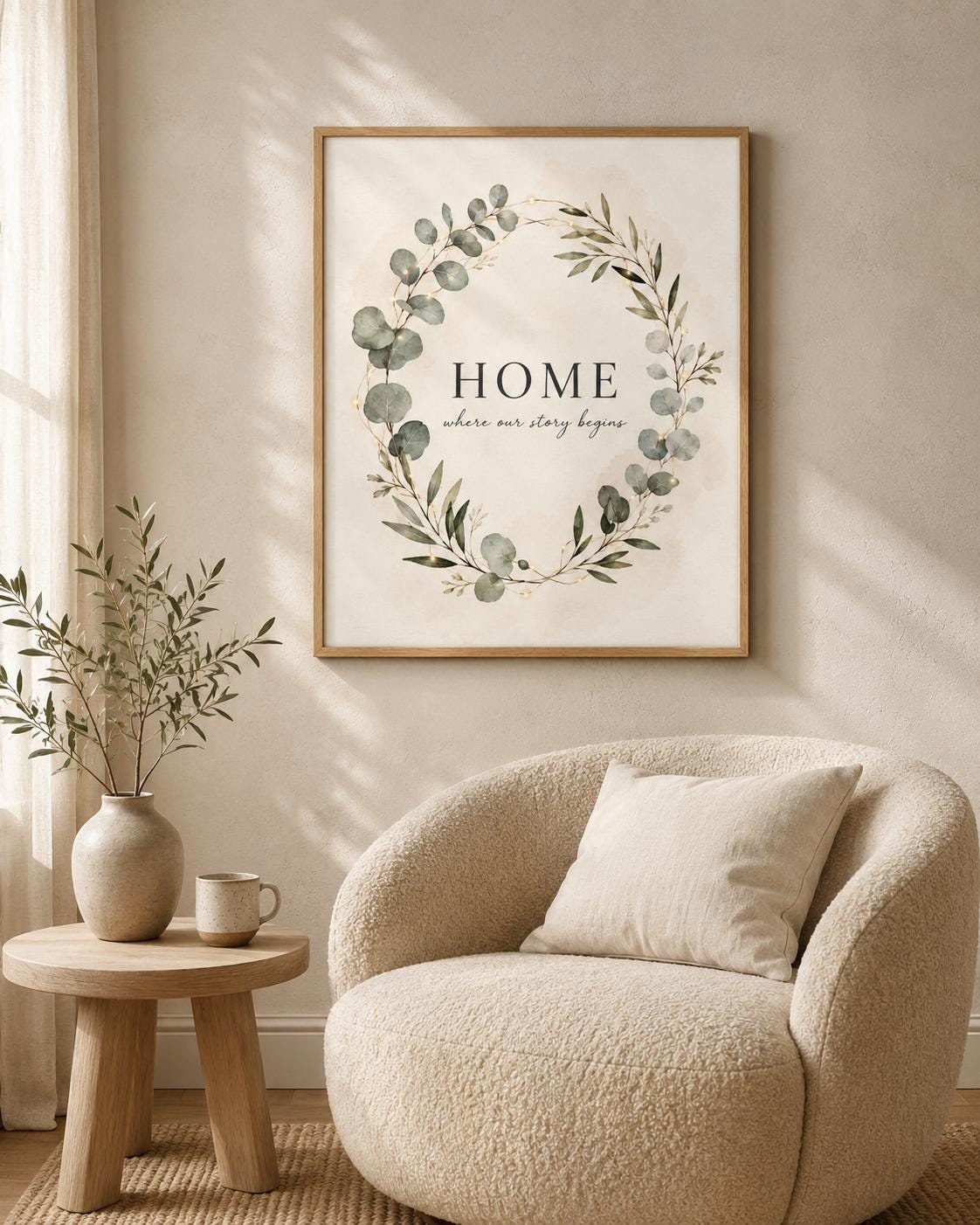 Home botanical quote print lifestyle mockup