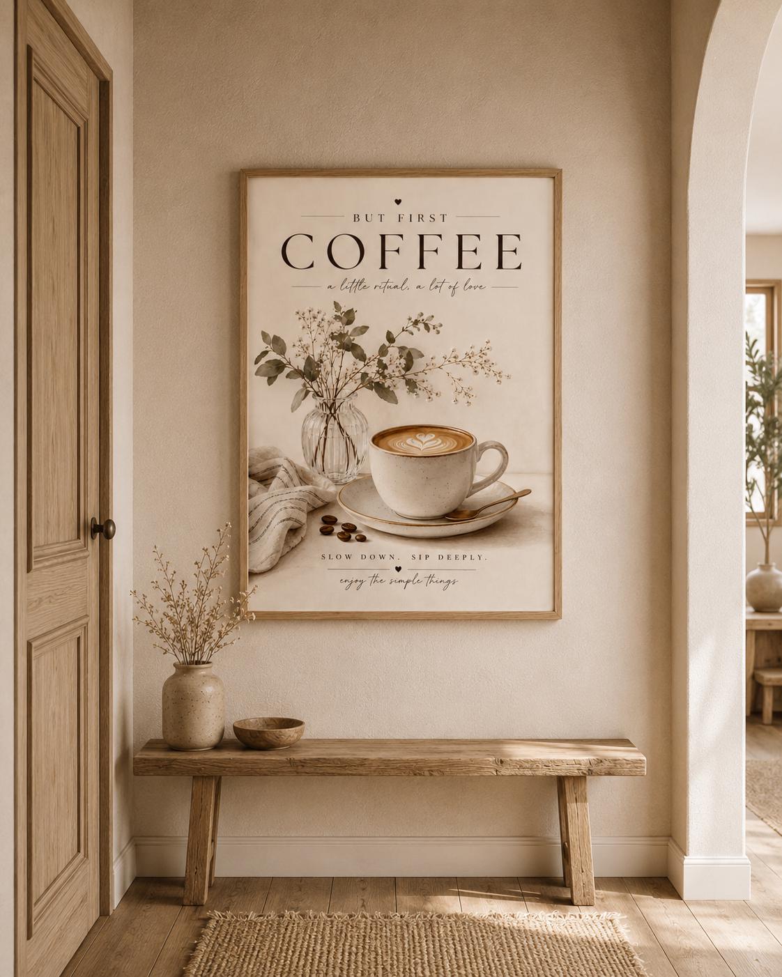Framed breakfast nook coffee print lifestyle image