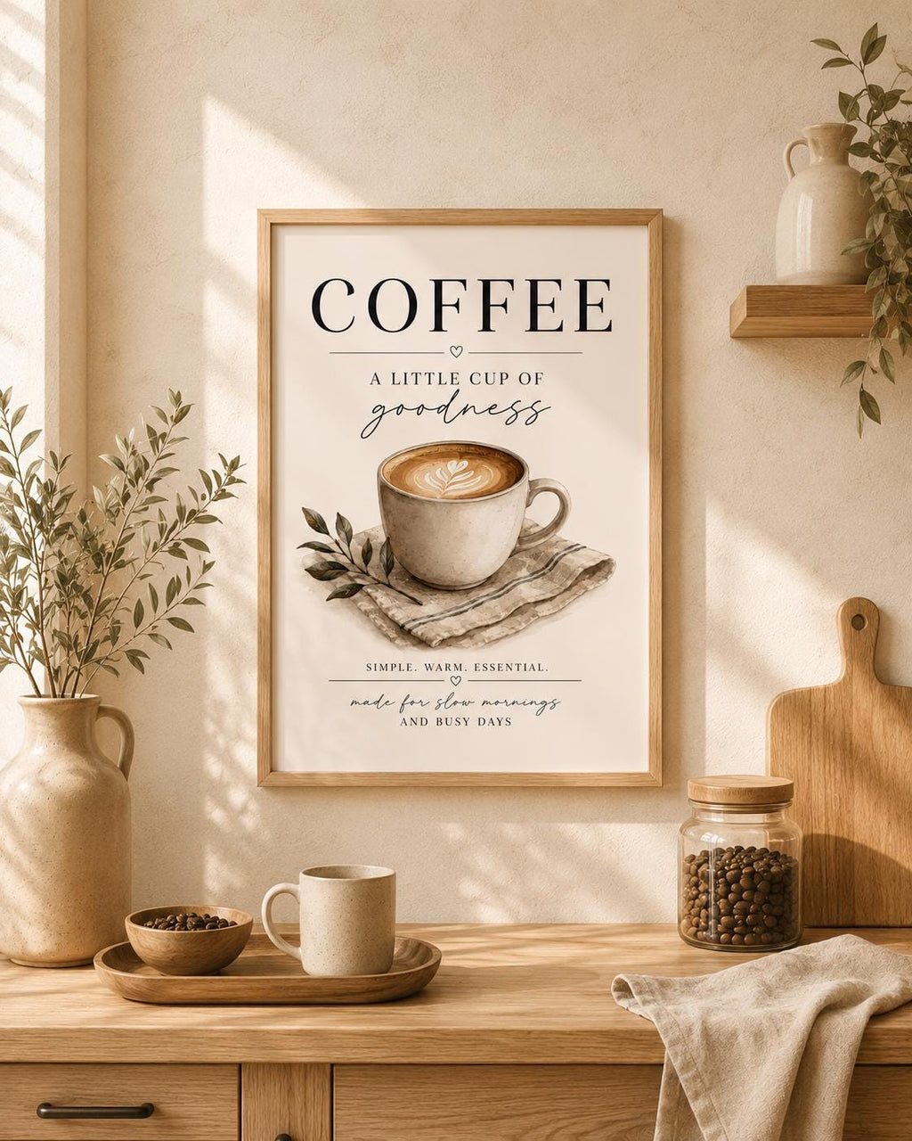 Coffee bar wall art room mockup