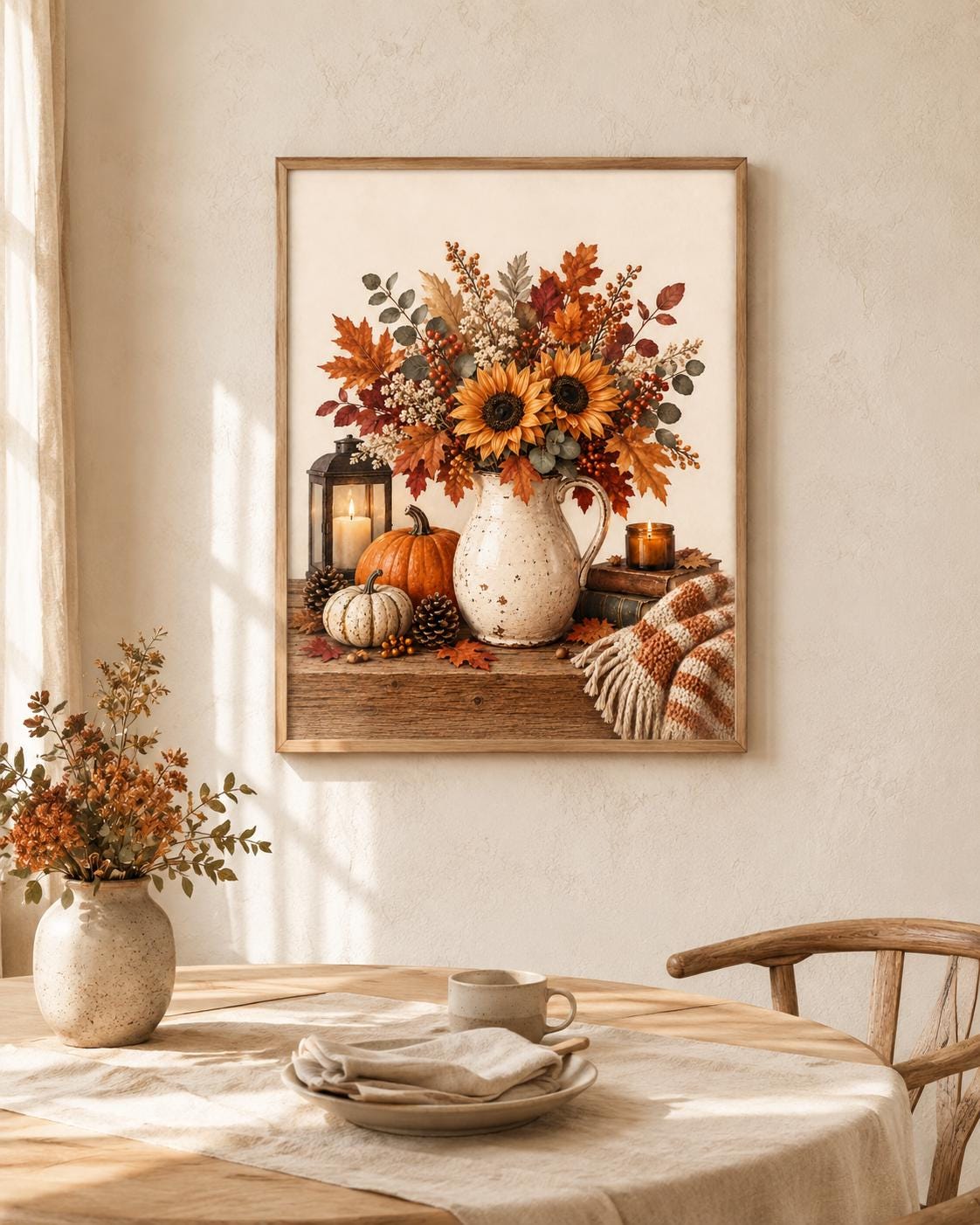 Autumn sunflower and pumpkin print lifestyle mockup 2
