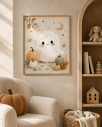 Framed cute ghost nursery print lifestyle mockup 4