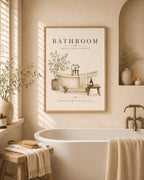 Scandinavian spa bathroom wall art room mockup
