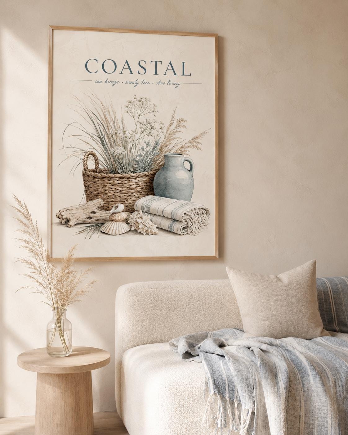 Seaside still life wall art room mockup