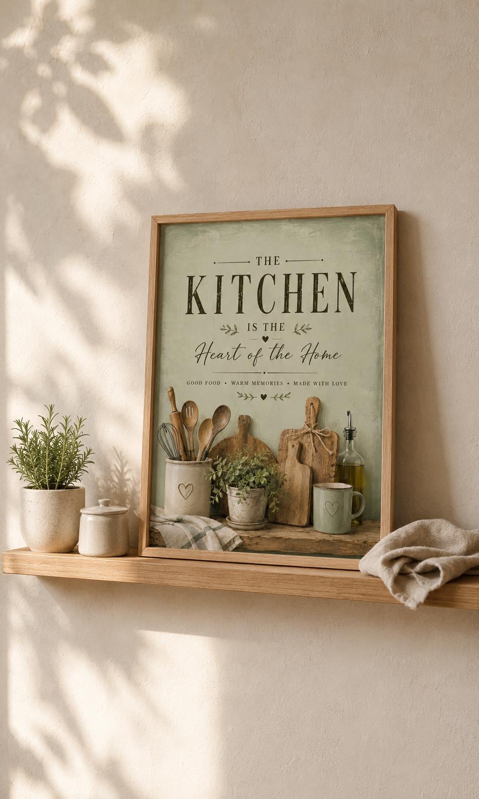Heart of the Home kitchen wall art styled room mockup