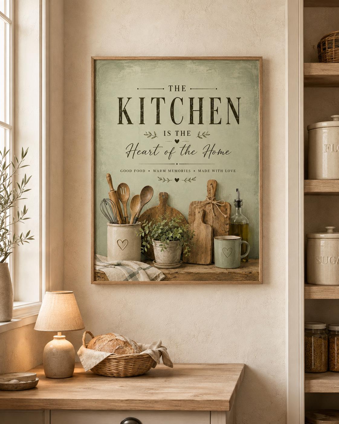 Sage green kitchen print lifestyle mockup