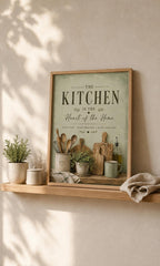 Framed sage green kitchen print lifestyle mockup