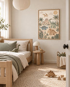 Neutral dinosaur nursery print lifestyle mockup