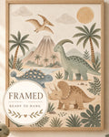Framed Neutral Dinosaur nursery print 4x5 front image