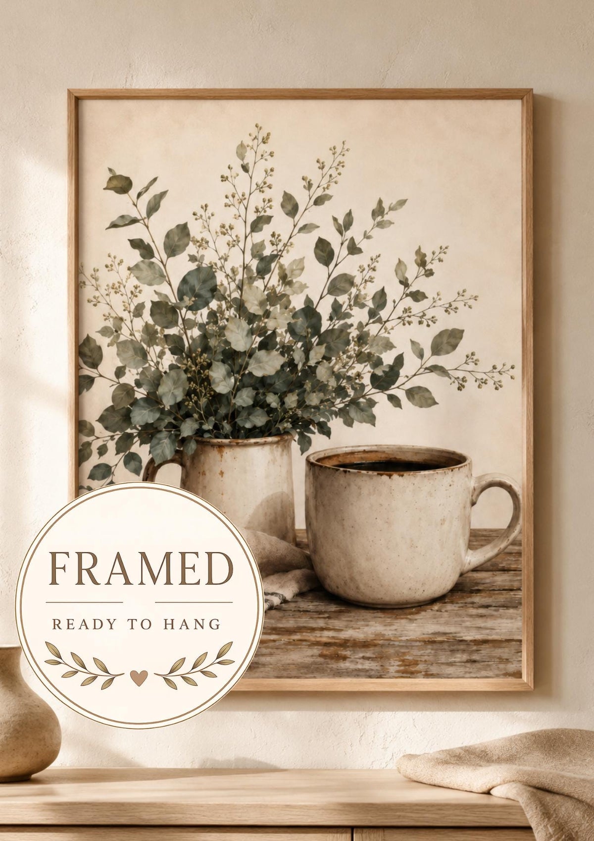 Framed botanical coffee wall art front image