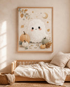 Framed cute ghost nursery print lifestyle mockup 1