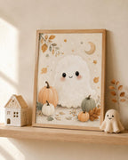 Framed cute ghost nursery print lifestyle mockup 2