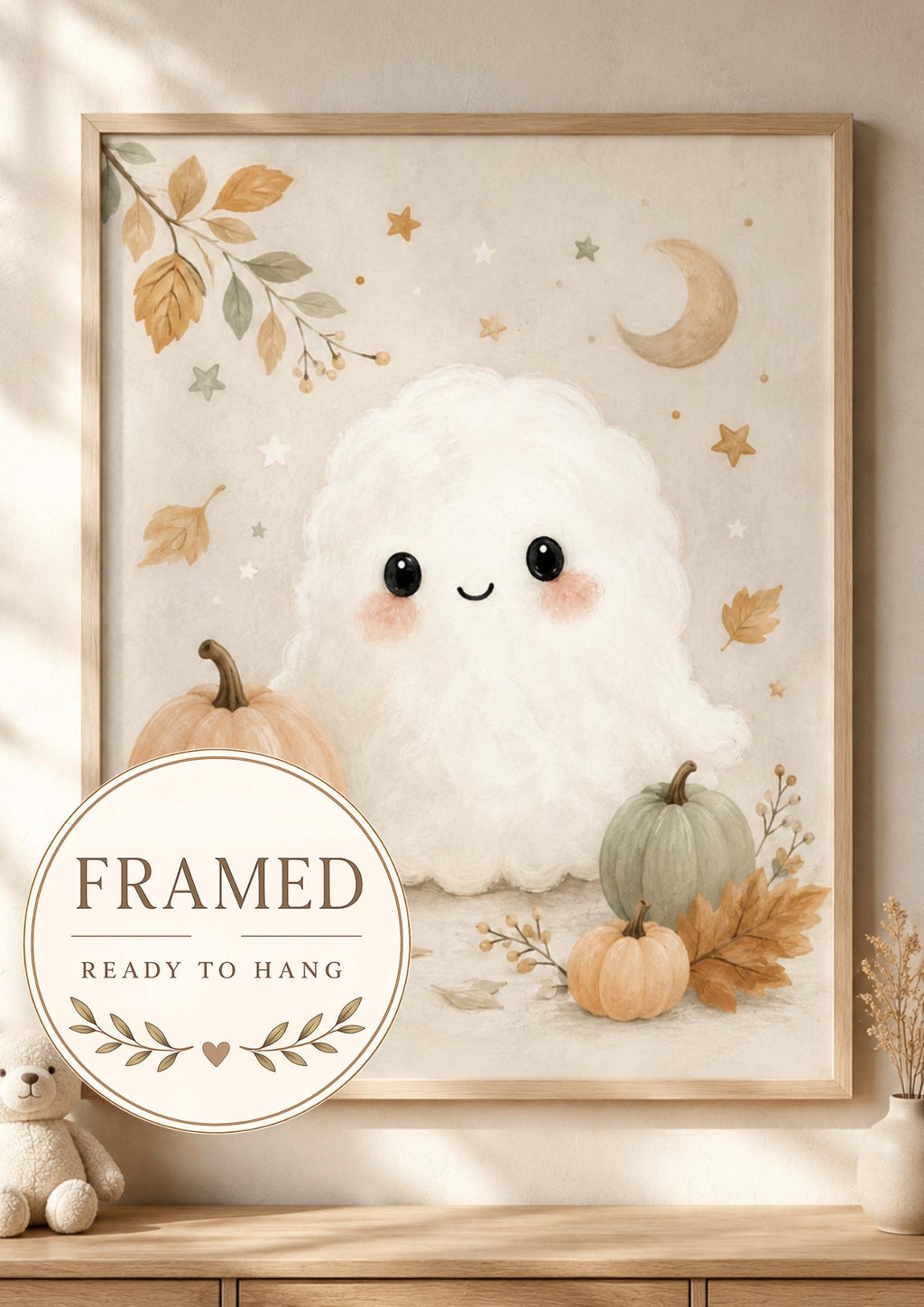 Framed cute ghost nursery print front image