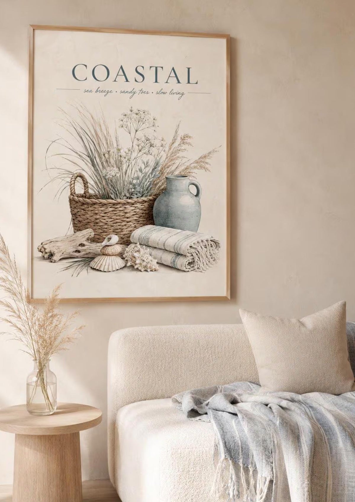 Coastal still life framed print lifestyle mockup