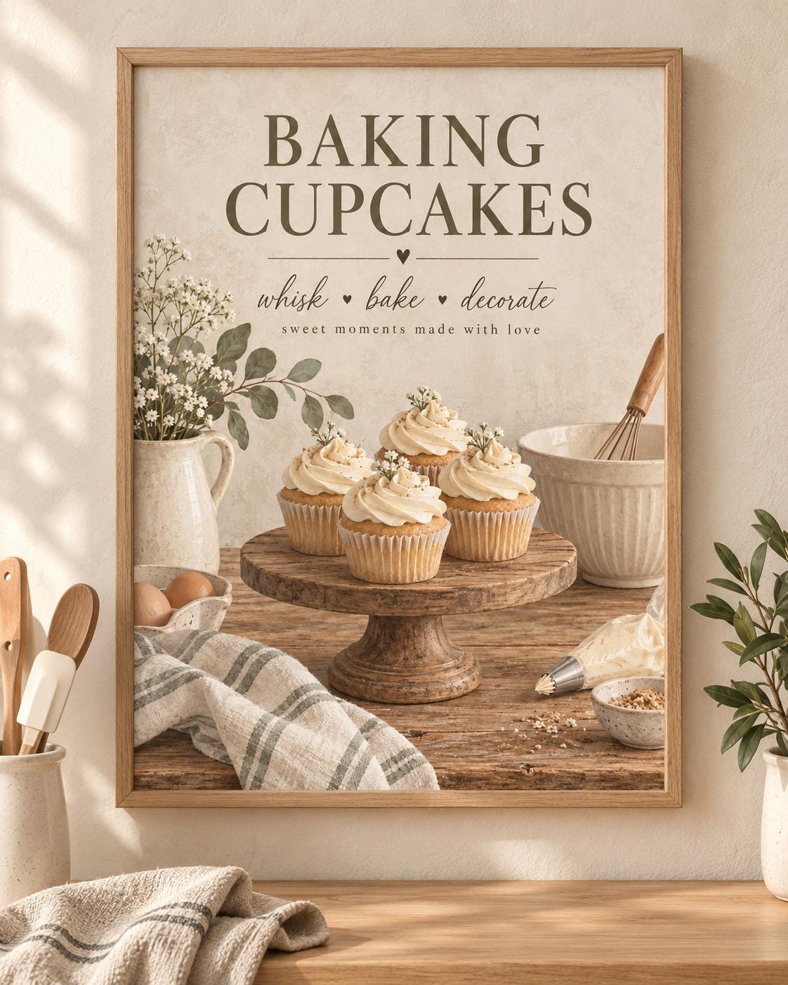 Baking cupcakes wall art print front image