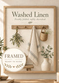 Framed Washed Linen Laundry Room Print, Botanical Utility Room Wall Art
