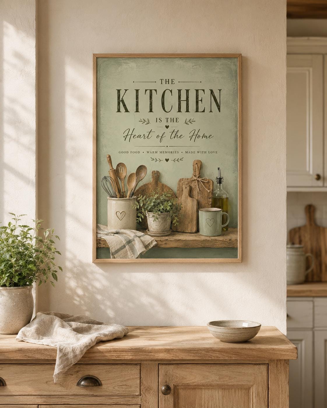 Sage kitchen wall art lifestyle mockup