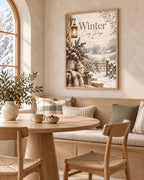 Framed Winter Cosy Days wall art styled room mockup