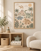 Neutral dinosaur nursery print lifestyle mockup