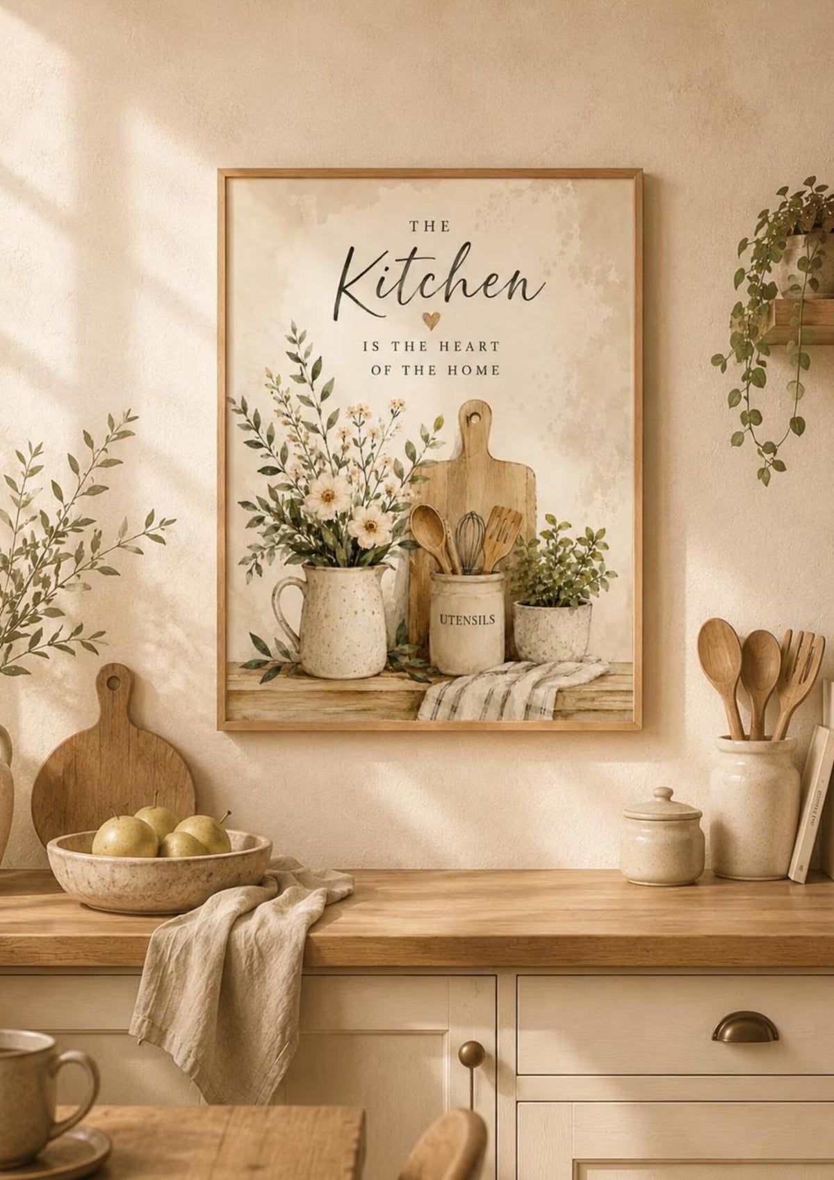 Heart of the home kitchen framed print — lifestyle mockup 2