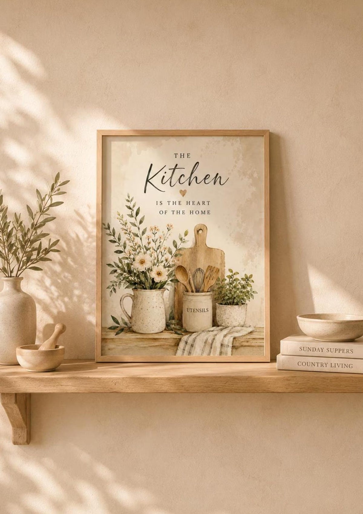 Heart of the home kitchen framed print — lifestyle mockup 3