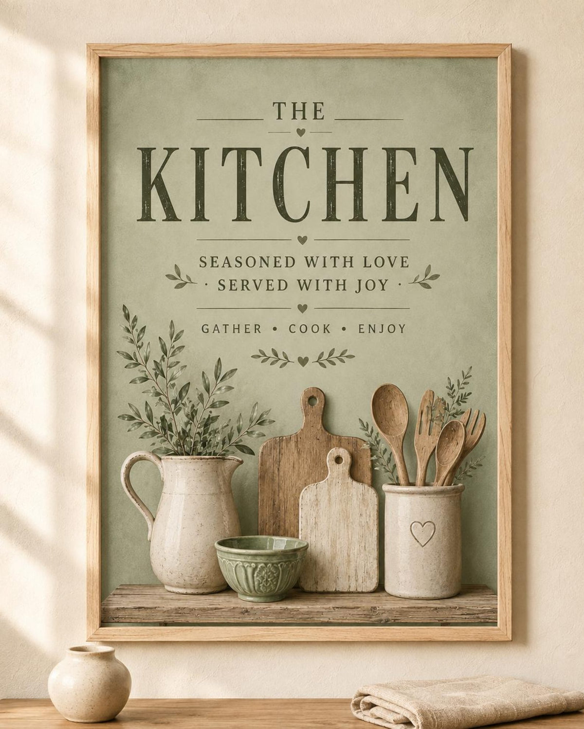 Sage green kitchen wall art print front image