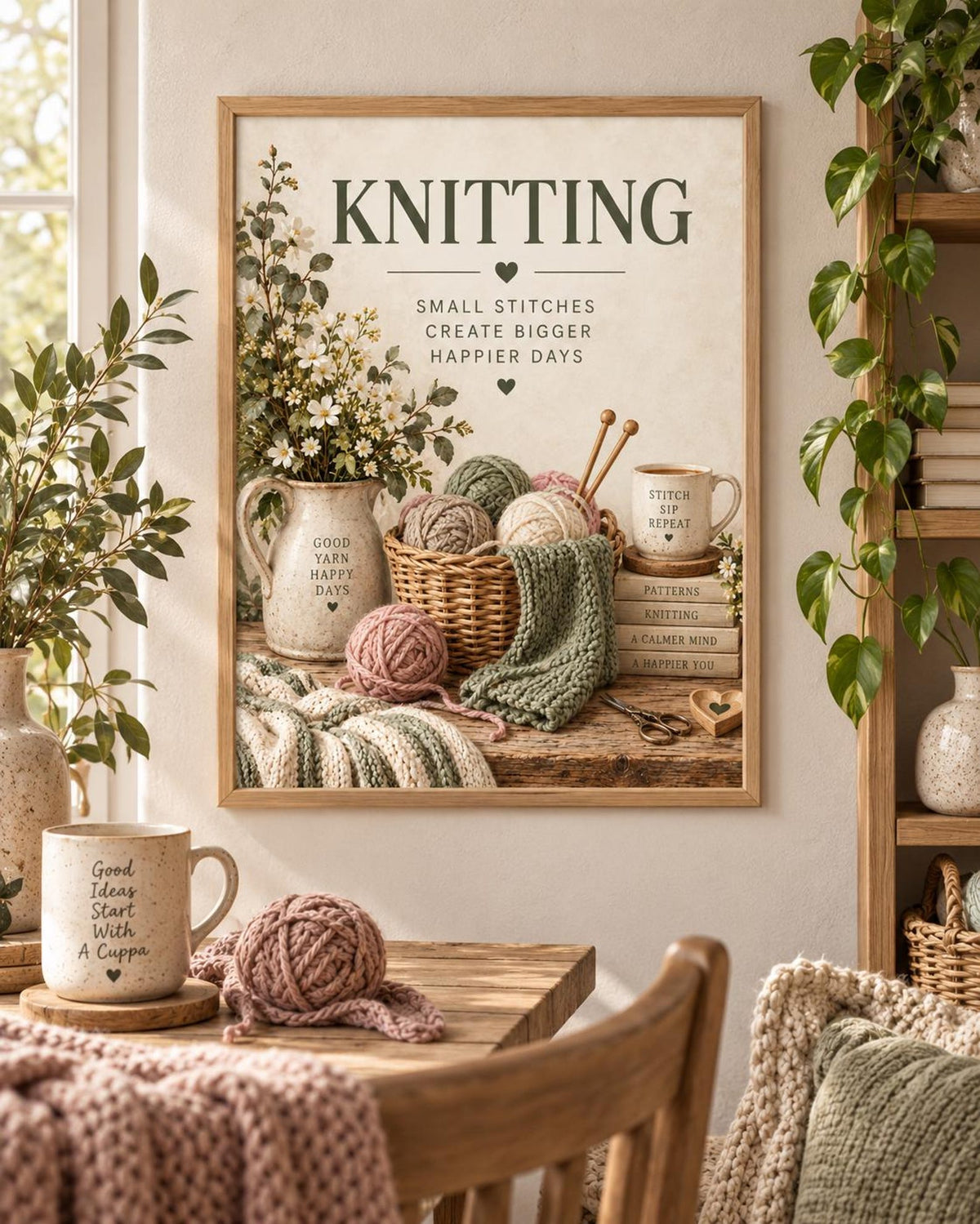 Knitting craft room lifestyle mockup