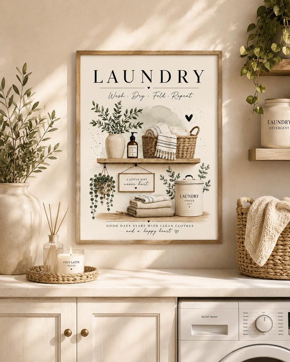 Scandinavian laundry wall art mockup