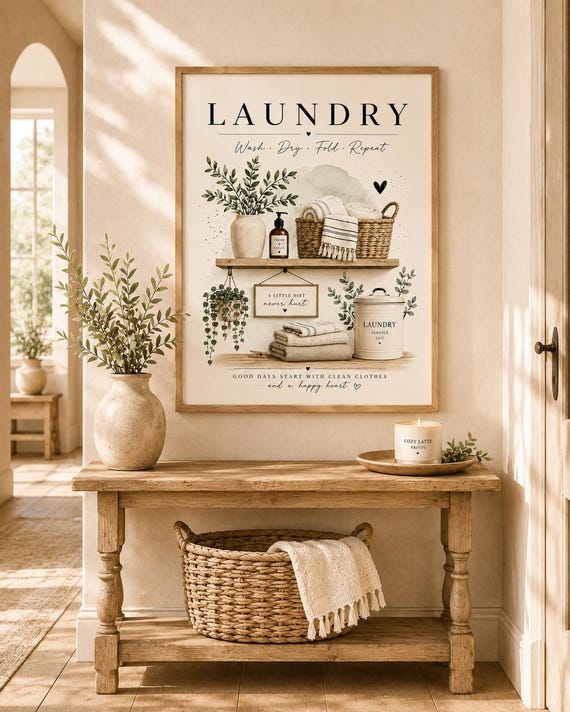 Laundry room wall art styled mockup