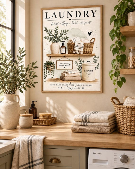 Framed farmhouse laundry room wall art mockup