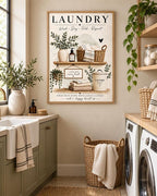 Framed laundry room artwork styled mockup