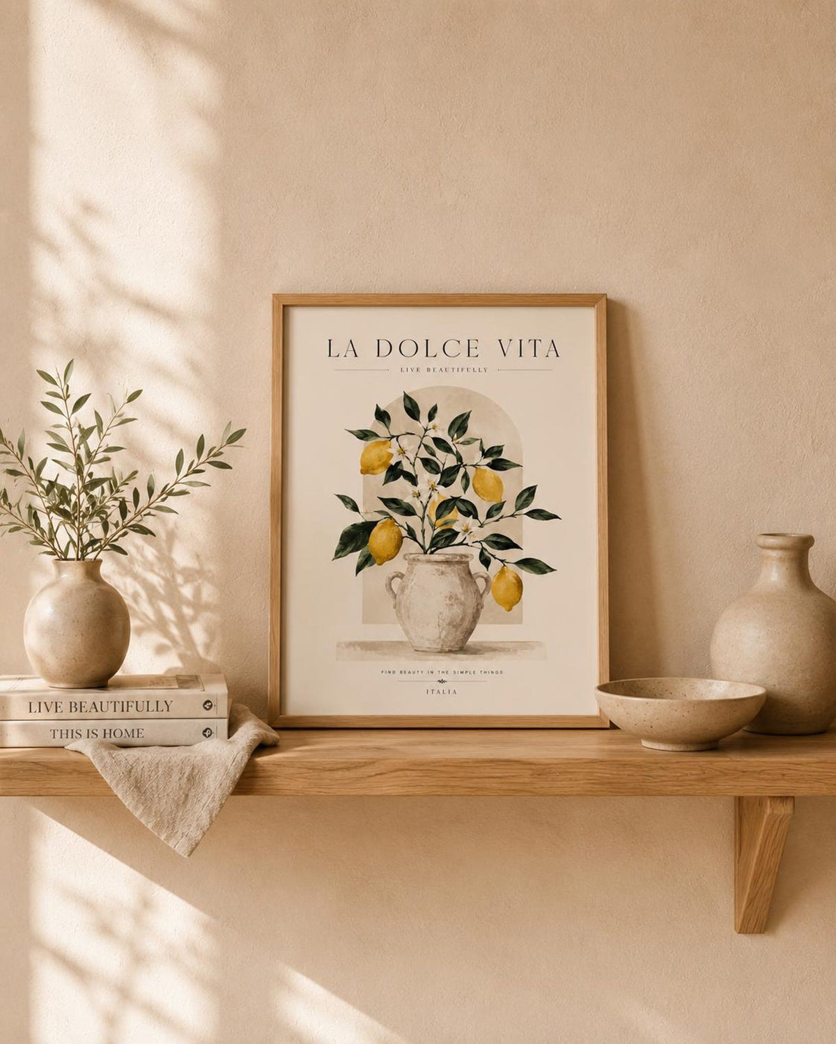 Lemon kitchen print Mediterranean lifestyle mockup