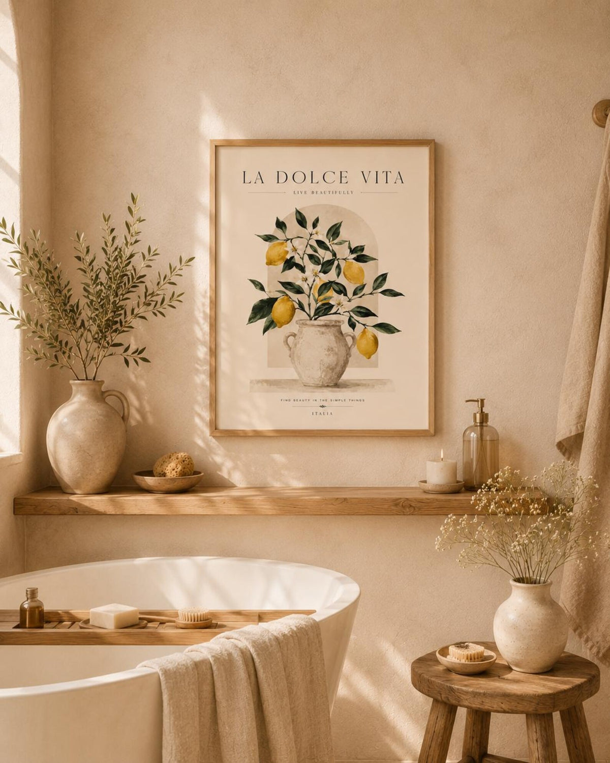 La Dolce Vita lemon wall art kitchen mockup
