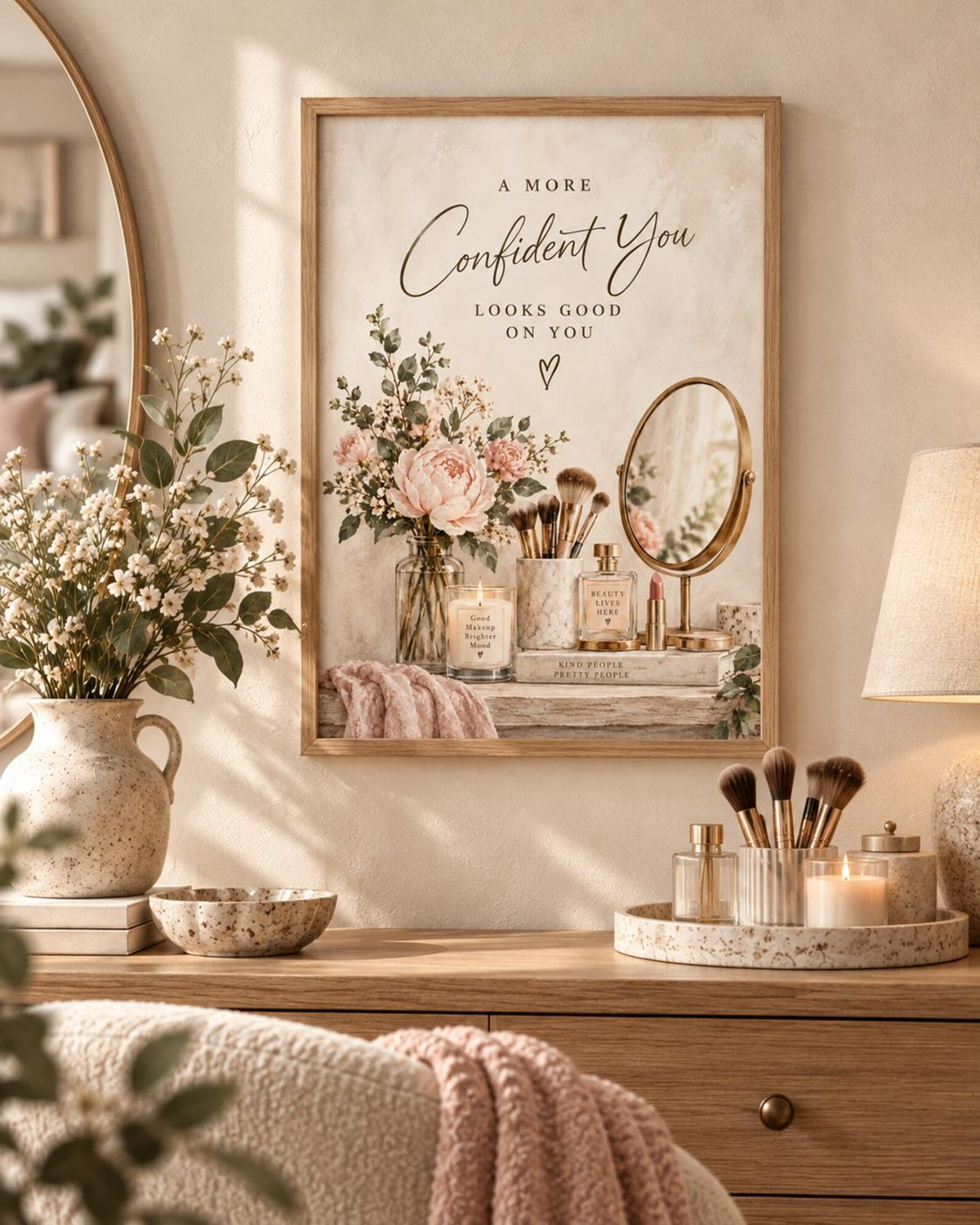 Confidence quote beauty room wall art mockup