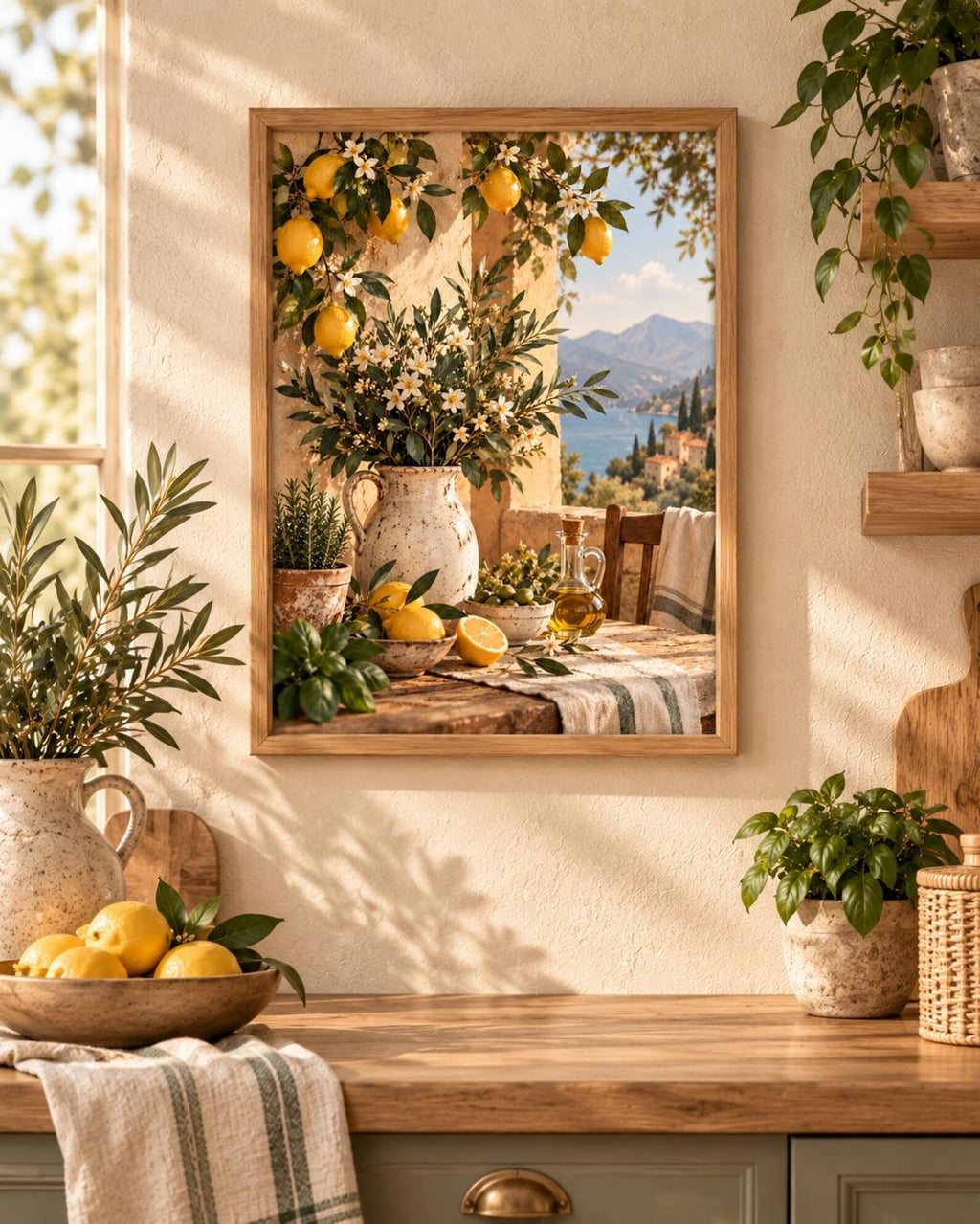 Mediterranean lemon framed print in a warm interior, lifestyle view 5