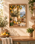 Mediterranean lemon framed print in a warm interior, lifestyle view 5