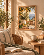 Mediterranean lemon print in a warm interior, lifestyle view 3
