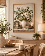 Framed neutral botanical floral print lifestyle mockup 4