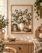 Framed neutral botanical floral print lifestyle mockup 5