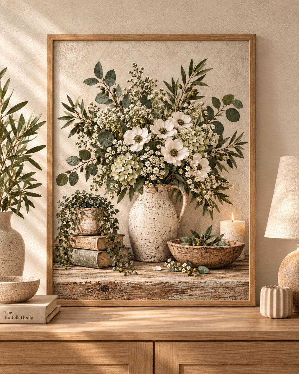Neutral botanical floral print front image
