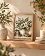 Neutral botanical floral print lifestyle mockup 4