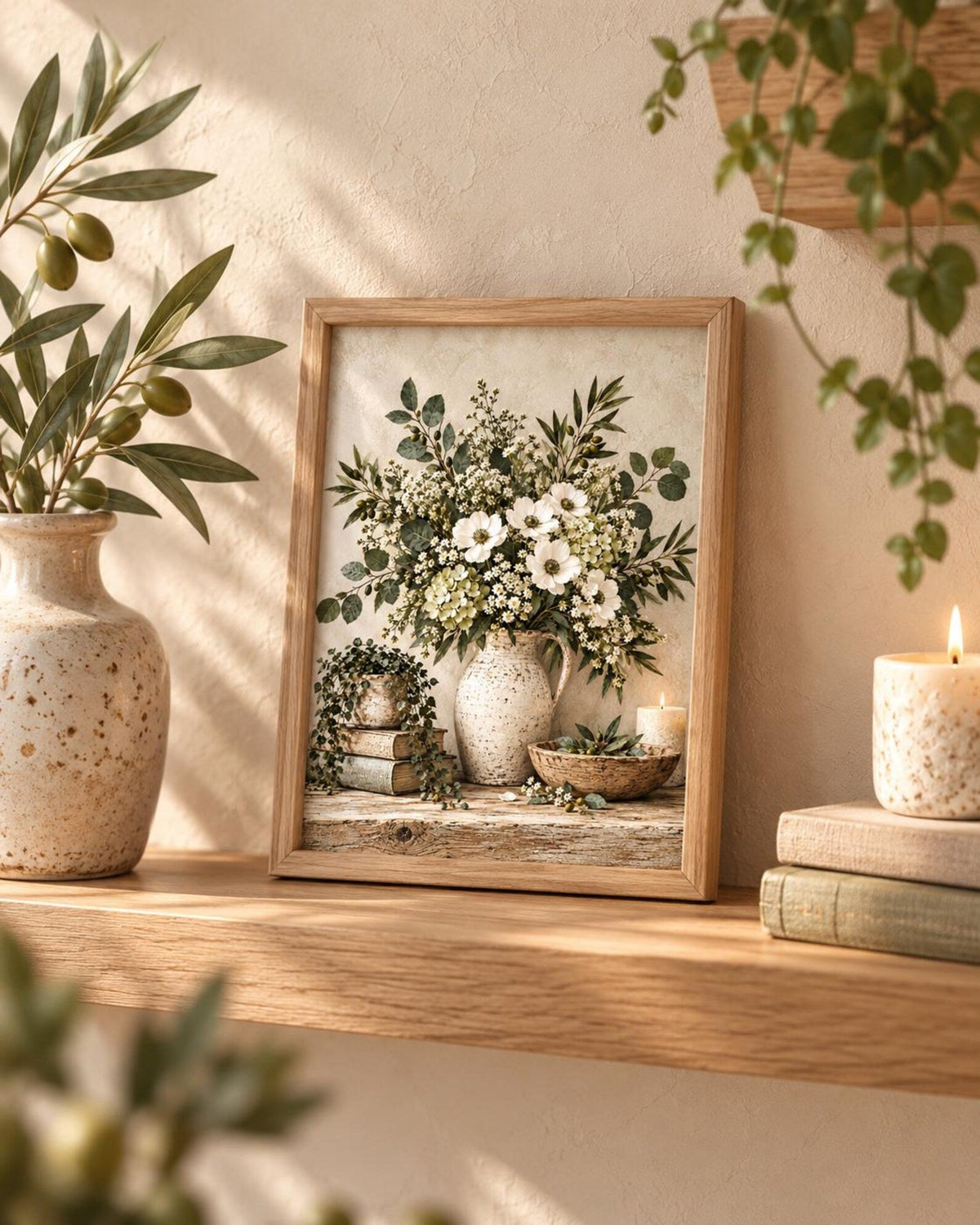Neutral botanical floral print lifestyle mockup 4