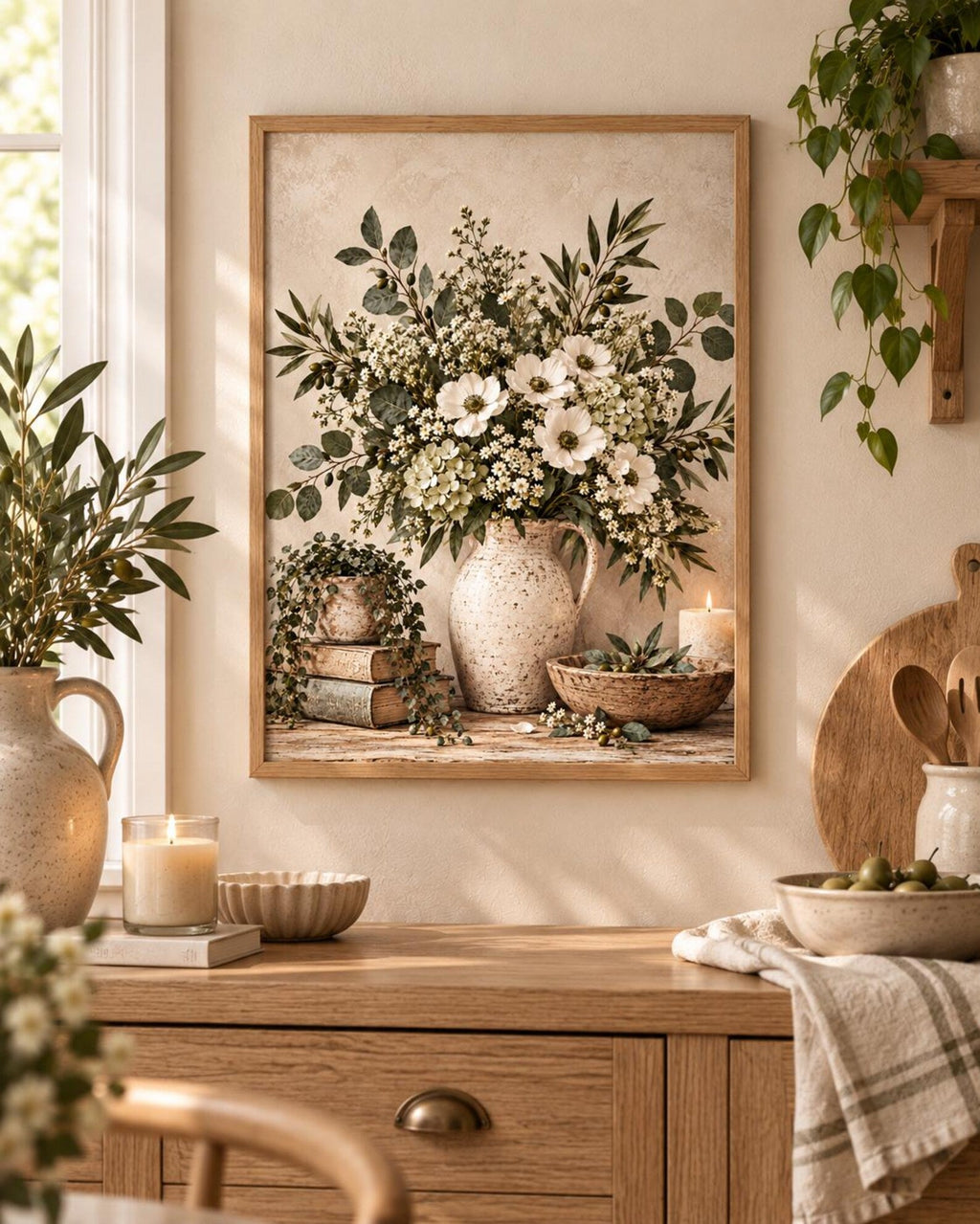Neutral botanical floral print lifestyle mockup 5