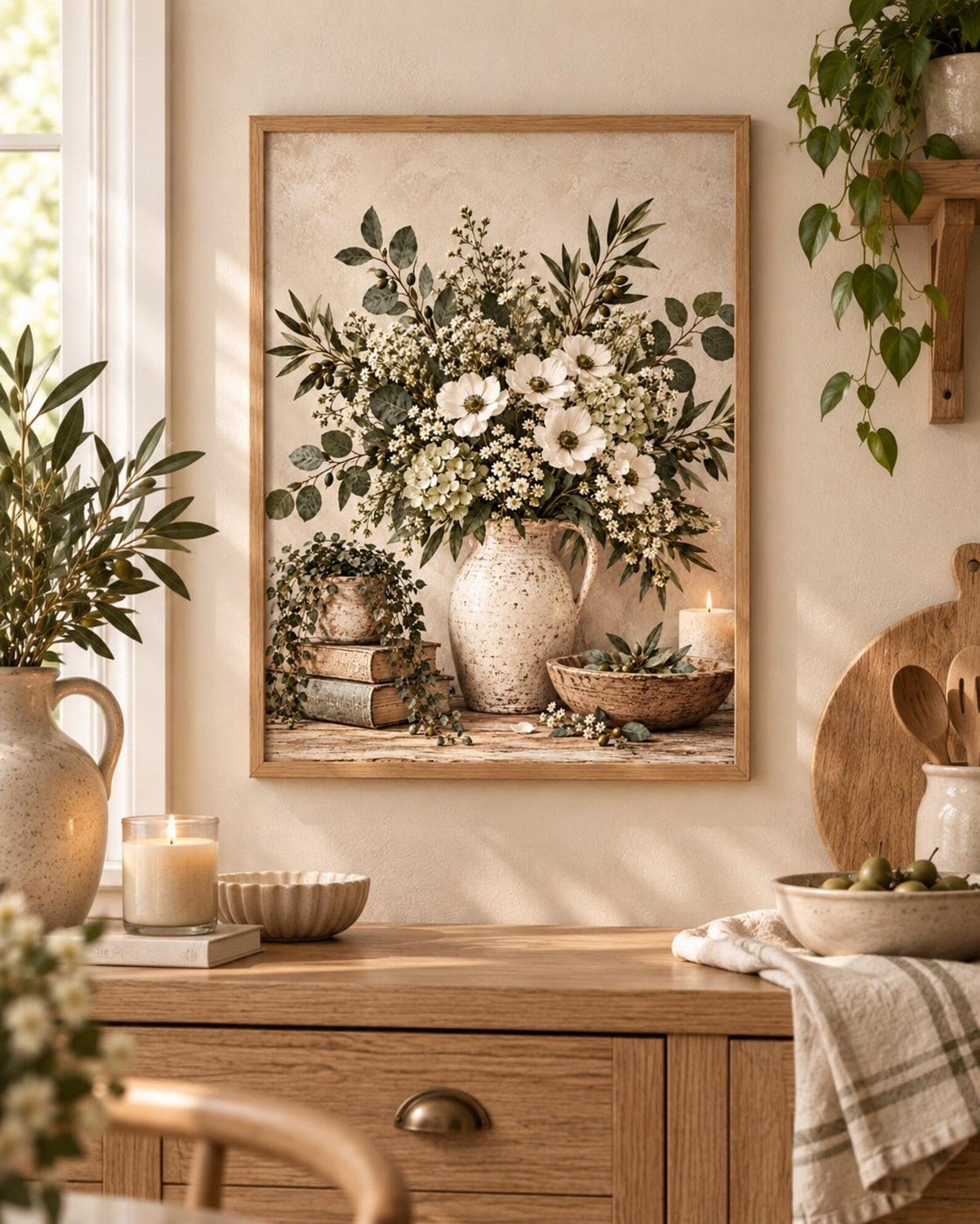 Neutral botanical floral print lifestyle mockup 5