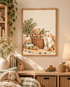 Teddy bear and bunny nursery print — lifestyle view 5