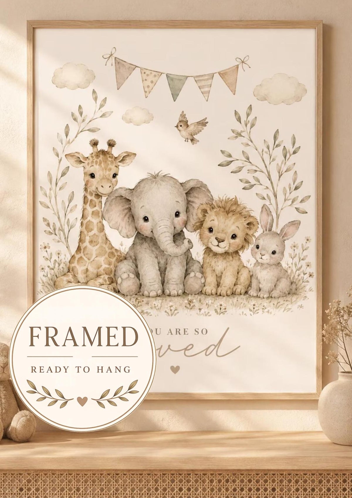 Framed safari nursery print front image