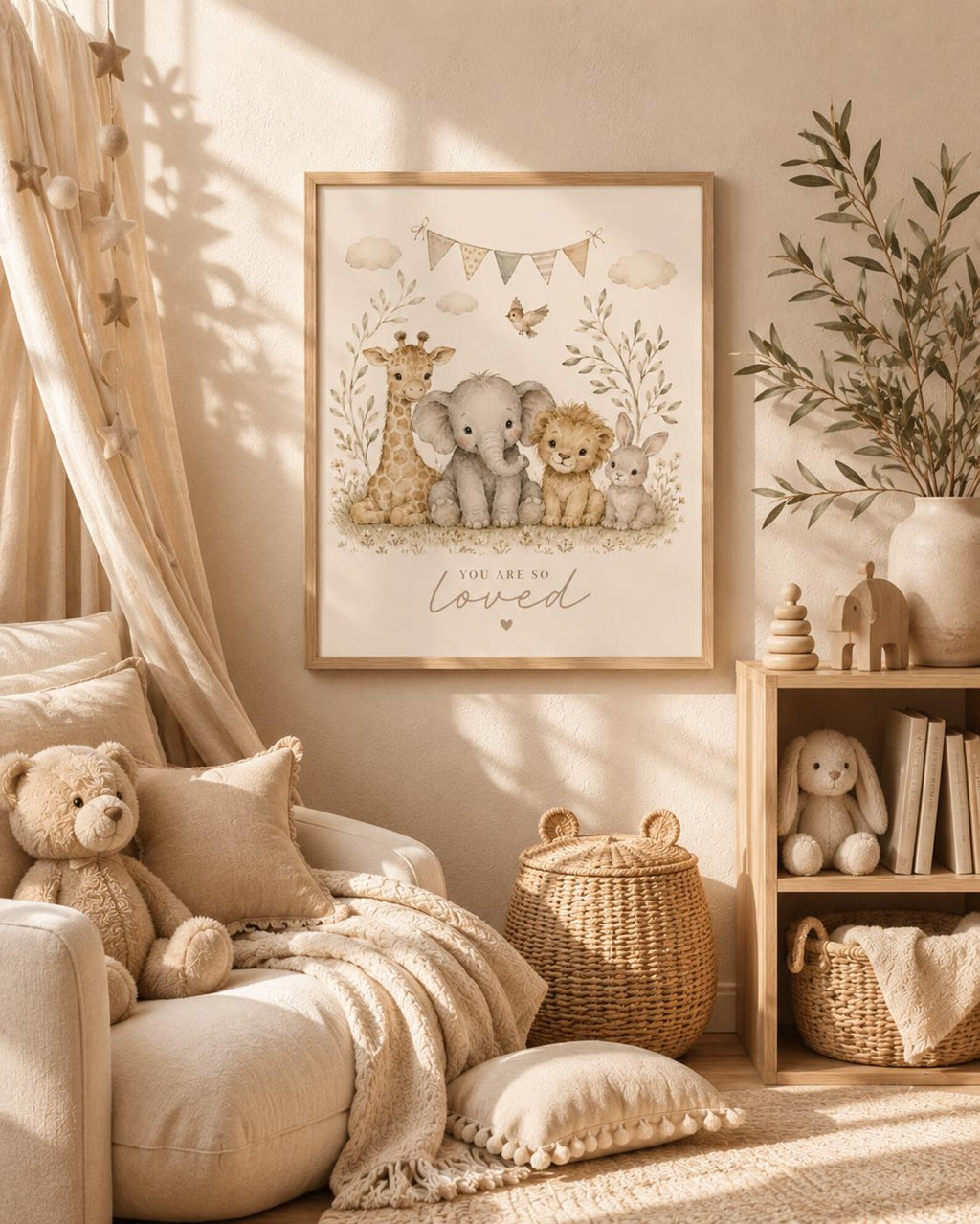 Safari nursery print lifestyle mockup 1