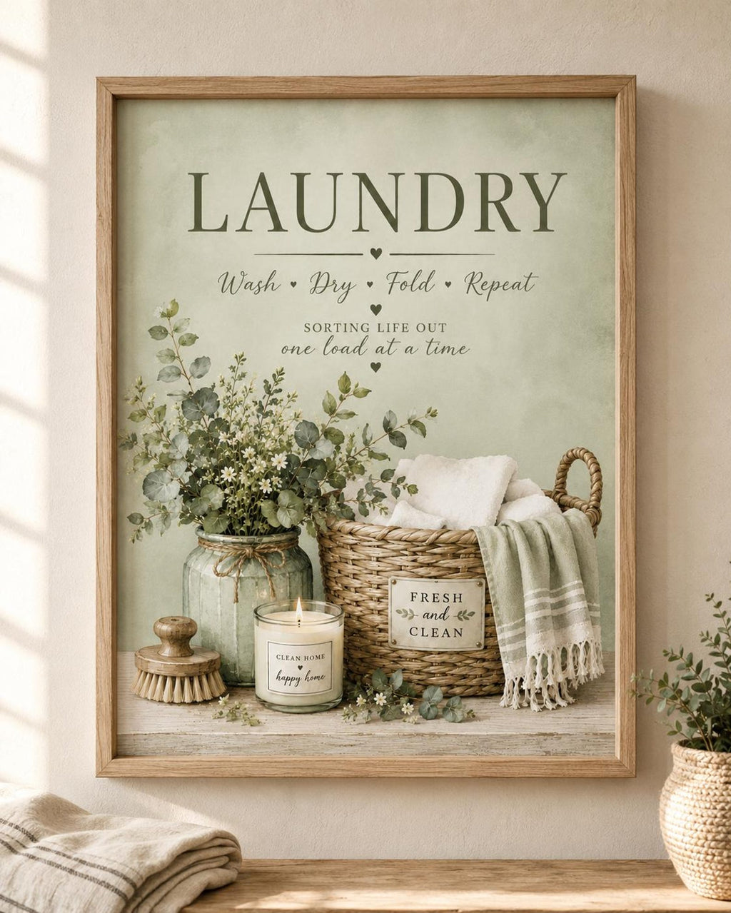 Sage green laundry room print front image