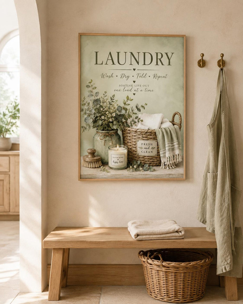 Neutral laundry utility room lifestyle mockup