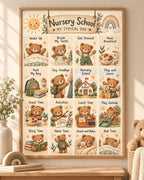 Nursery Routine Print, Teddy Bear Daily Schedule Wall Art for Children's Bedroom — front image
